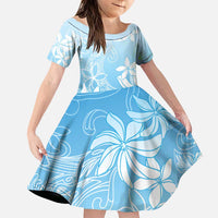 Tiare Tahiti Family Matching Puletasi and Hawaiian Shirt Blue Polynesia Motifs LT05 Daughter's Dress Blue - Polynesian Pride