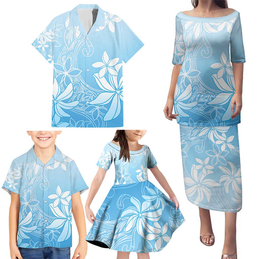Tiare Tahiti Family Matching Puletasi and Hawaiian Shirt Blue Polynesia Motifs LT05 - Polynesian Pride