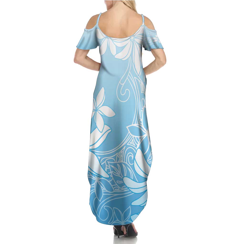 Tiare Tahiti Family Matching Summer Maxi Dress and Hawaiian Shirt Blue Polynesia Motifs - Polynesian Pride