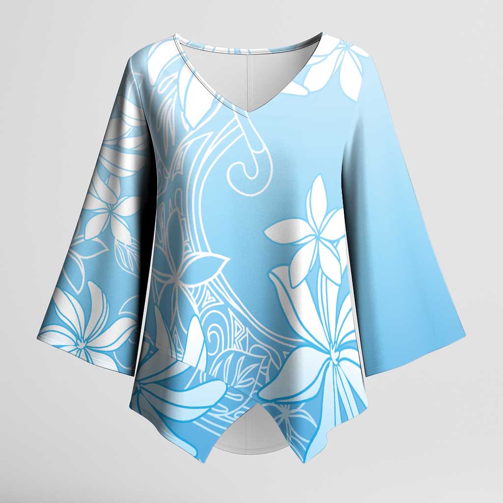 Tiare Tahiti Kimono Sleeve Blouse Blue Polynesia Motifs LT05 Female Blue - Polynesian Pride
