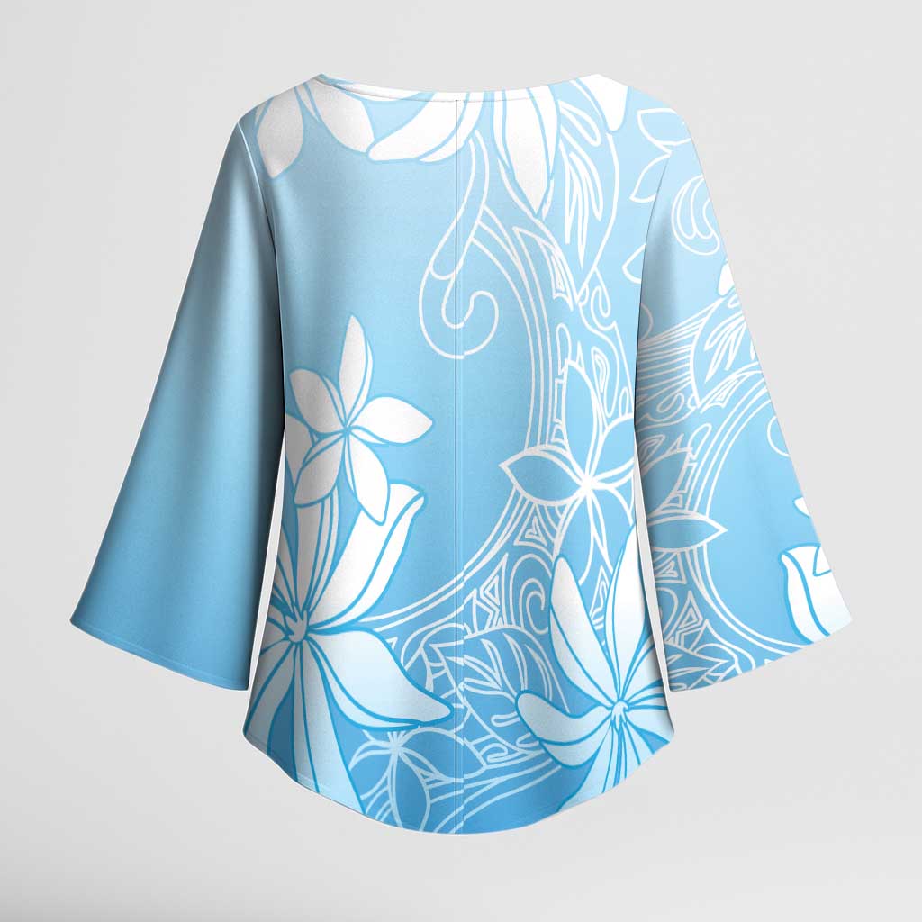 Tiare Tahiti Kimono Sleeve Blouse Blue Polynesia Motifs LT05 - Polynesian Pride
