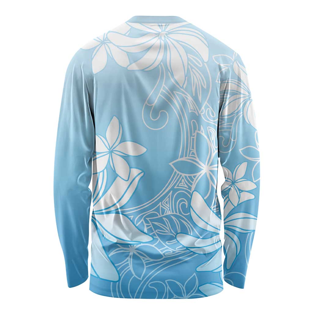 Tiare Tahiti Long Sleeve Shirt Blue Polynesia Motifs LT05 - Polynesian Pride