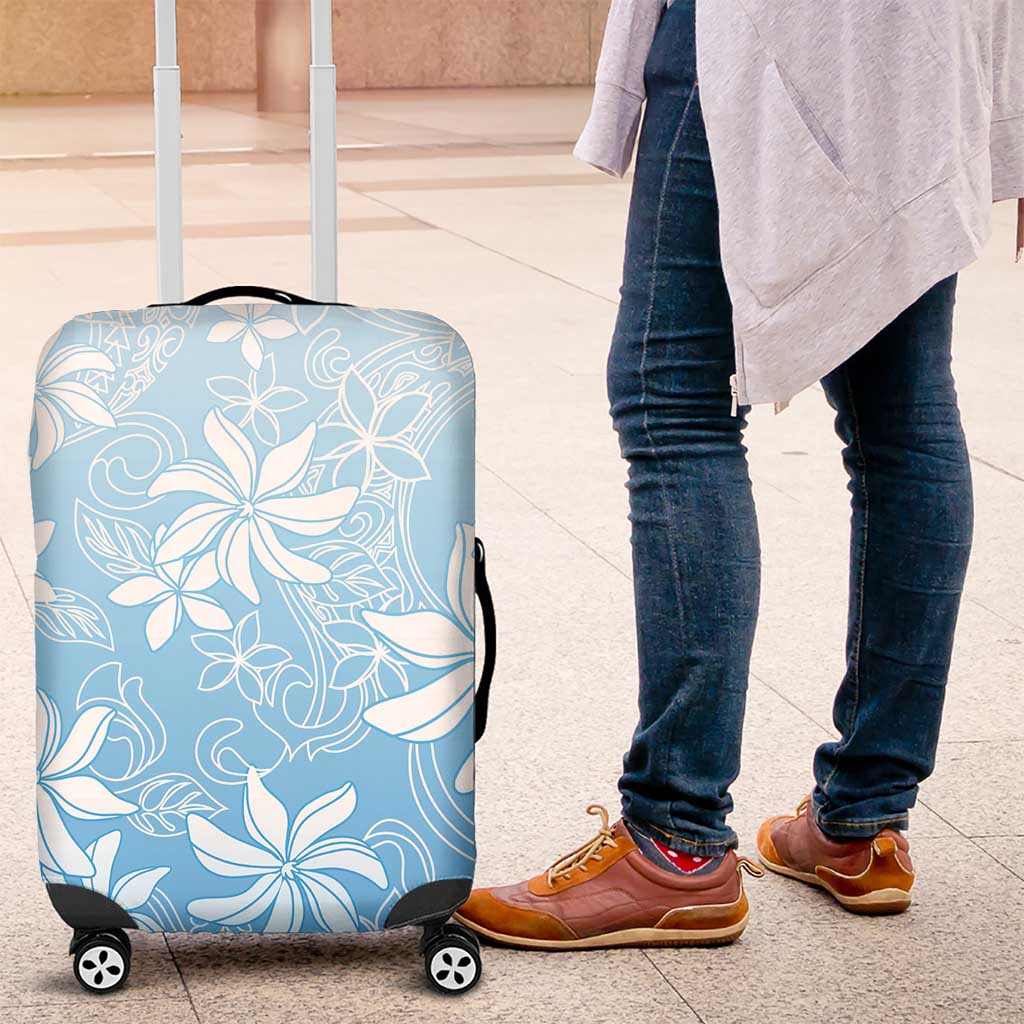 Tiare Tahiti Luggage Cover Blue Polynesia Motifs - Polynesian Pride