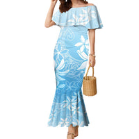 Tiare Tahiti Mermaid Dress Blue Polynesia Motifs - Polynesian Pride