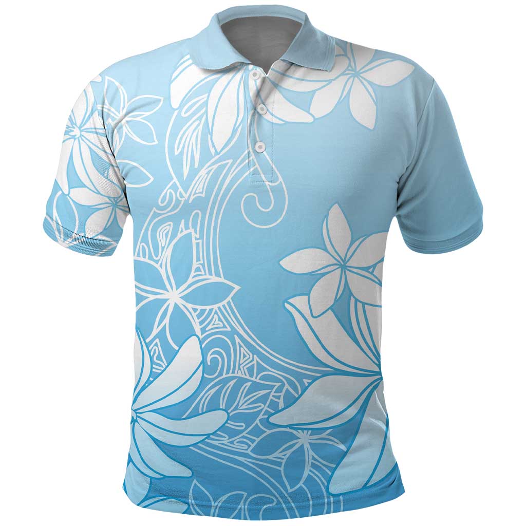 Tiare Tahiti Polo Shirt Blue Polynesia Motifs - Polynesian Pride