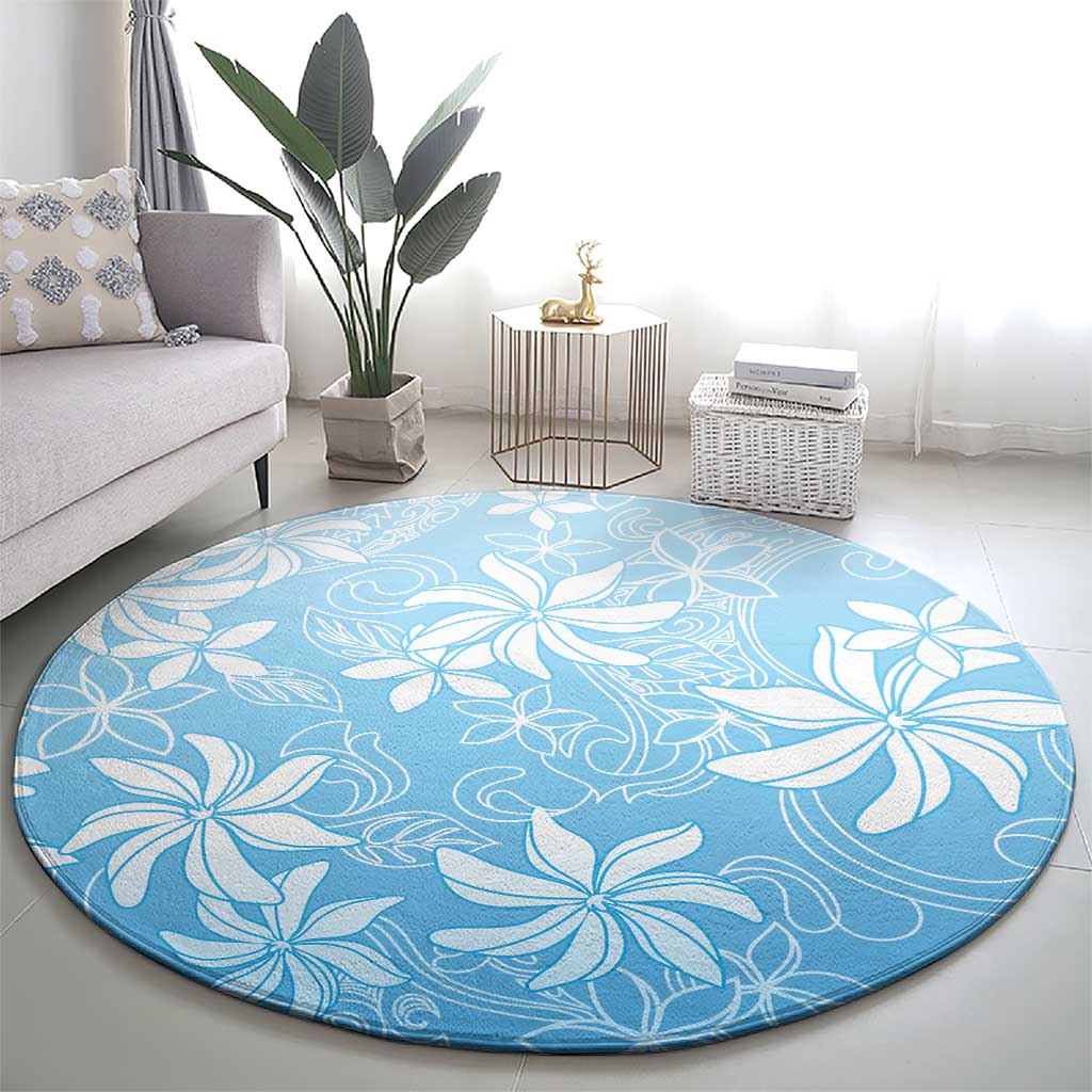 Tiare Tahiti Round Carpet Blue Polynesia Motifs - Polynesian Pride