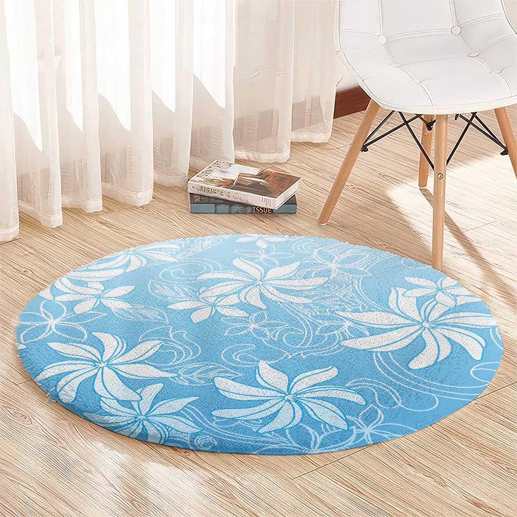 Tiare Tahiti Round Carpet Blue Polynesia Motifs - Polynesian Pride