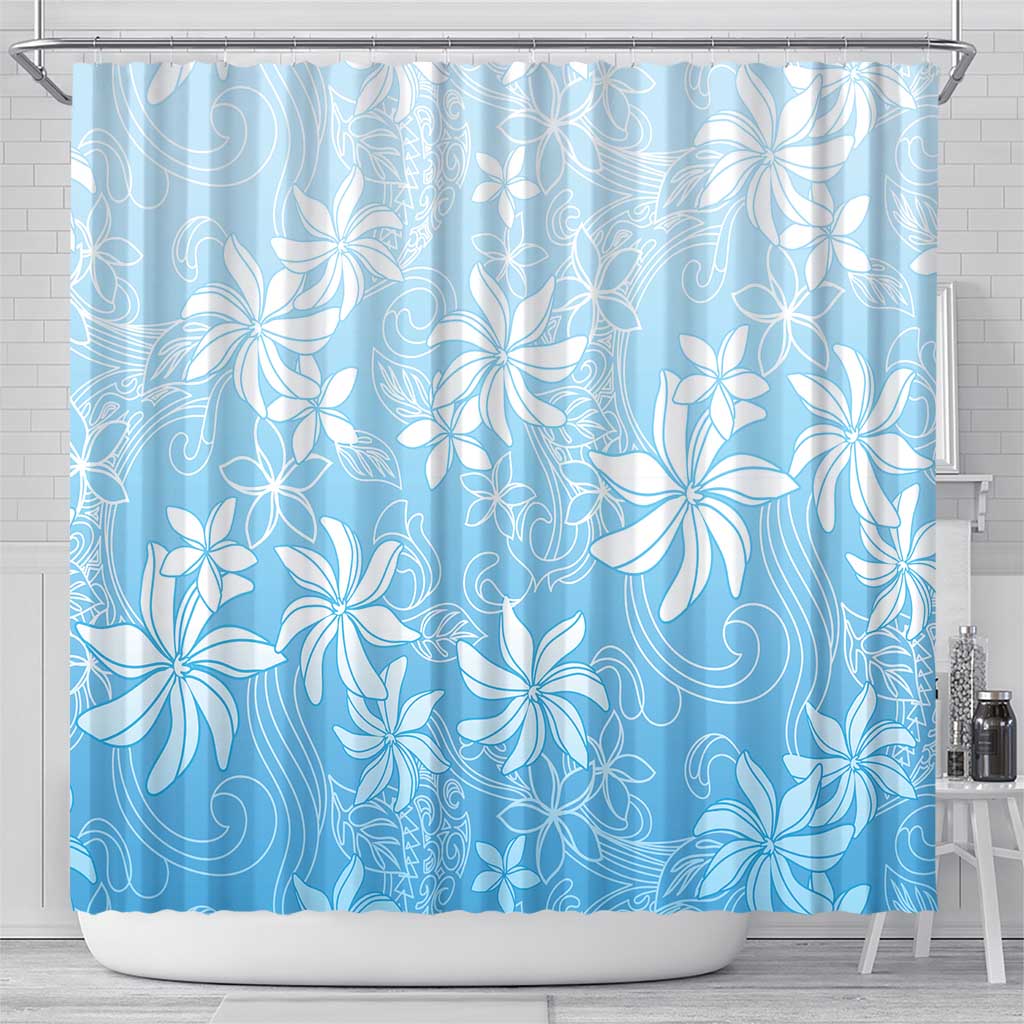 Tiare Tahiti Shower Curtain Blue Polynesia Motifs - Polynesian Pride