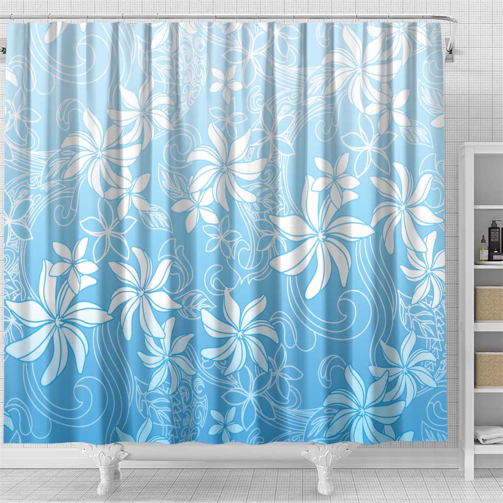 Tiare Tahiti Shower Curtain Blue Polynesia Motifs - Polynesian Pride