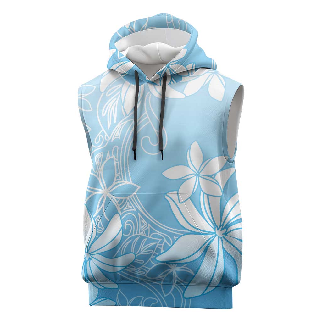 Tiare Tahiti Sleeveless Hoodie Blue Polynesia Motifs LT05 Blue - Polynesian Pride