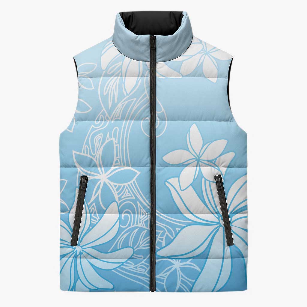 Tiare Tahiti Sleeveless Puffer Jacket Blue Polynesia Motifs LT05 Unisex Blue - Polynesian Pride