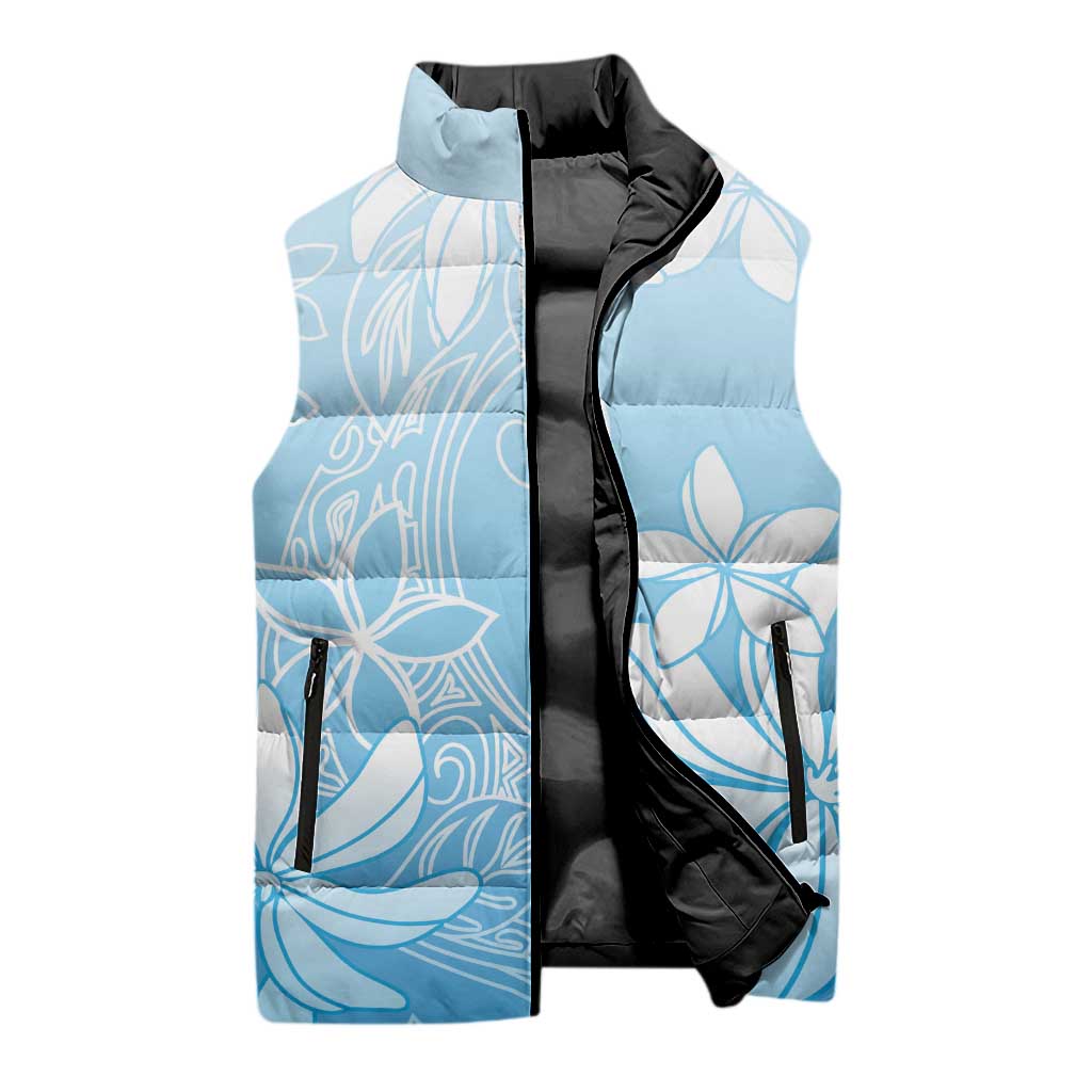 Tiare Tahiti Sleeveless Puffer Jacket Blue Polynesia Motifs LT05 - Polynesian Pride