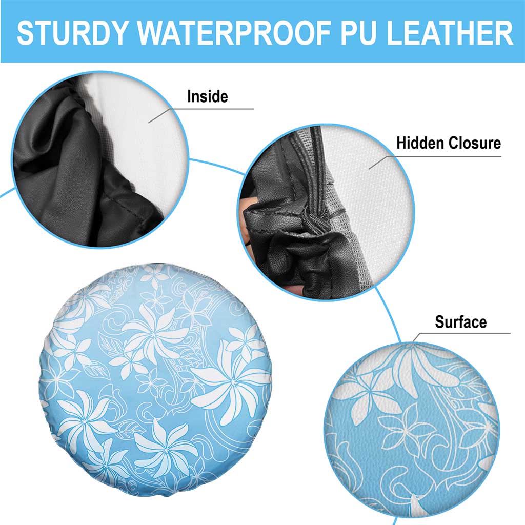 Tiare Tahiti Spare Tire Cover Blue Polynesia Motifs - Polynesian Pride