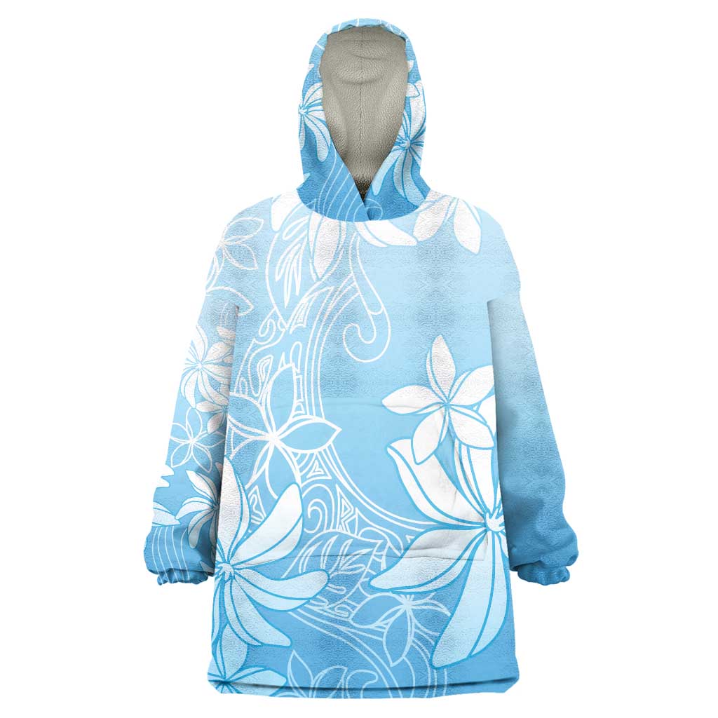 Tiare Tahiti Wearable Blanket Hoodie Blue Polynesia Motifs LT05 One Size Blue - Polynesian Pride