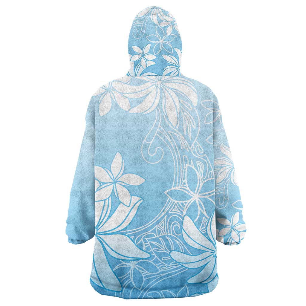 Tiare Tahiti Wearable Blanket Hoodie Blue Polynesia Motifs LT05 - Polynesian Pride