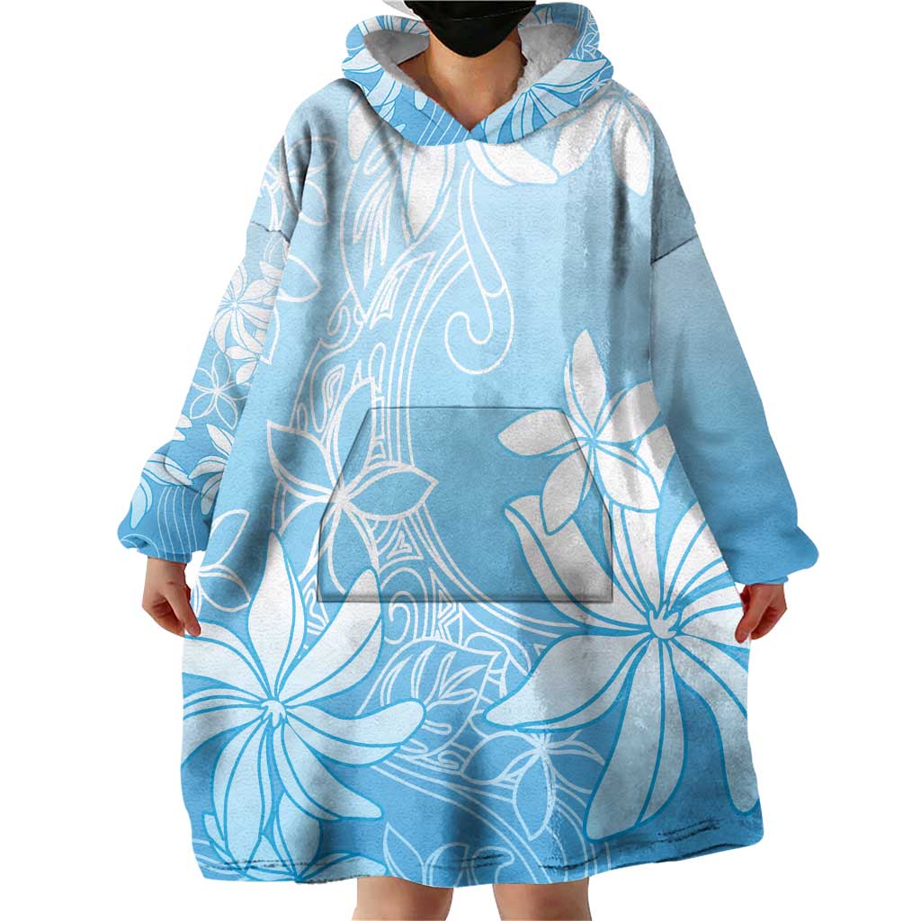 Tiare Tahiti Wearable Blanket Hoodie Blue Polynesia Motifs LT05 - Polynesian Pride