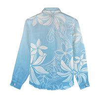 Tiare Tahiti Women Casual Shirt Blue Polynesia Motifs - Polynesian Pride
