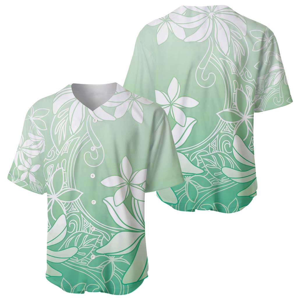 Tiare Tahiti Baseball Jersey Matcha Polynesia Motifs - Polynesian Pride