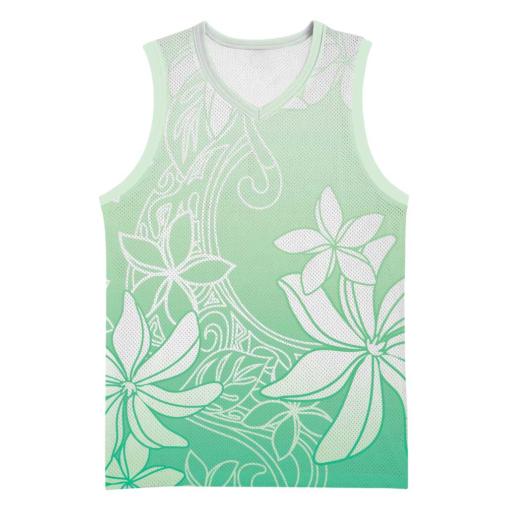 Tiare Tahiti Basketball Jersey Matcha Polynesia Motifs LT05 Unisex Green - Polynesian Pride