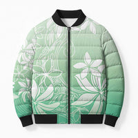 Tiare Tahiti Bomber Puffer Jacket Matcha Polynesia Motifs LT05 Unisex Green - Polynesian Pride