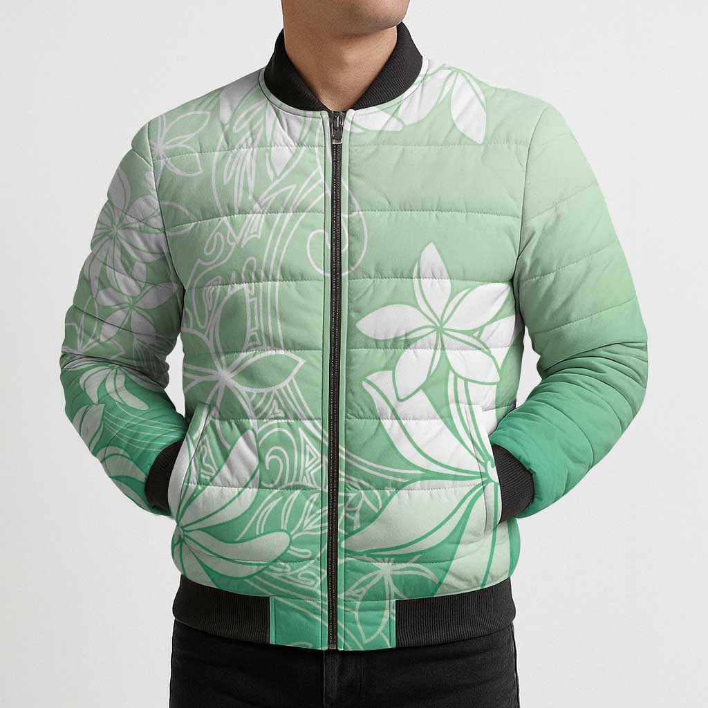Tiare Tahiti Bomber Puffer Jacket Matcha Polynesia Motifs LT05 - Polynesian Pride
