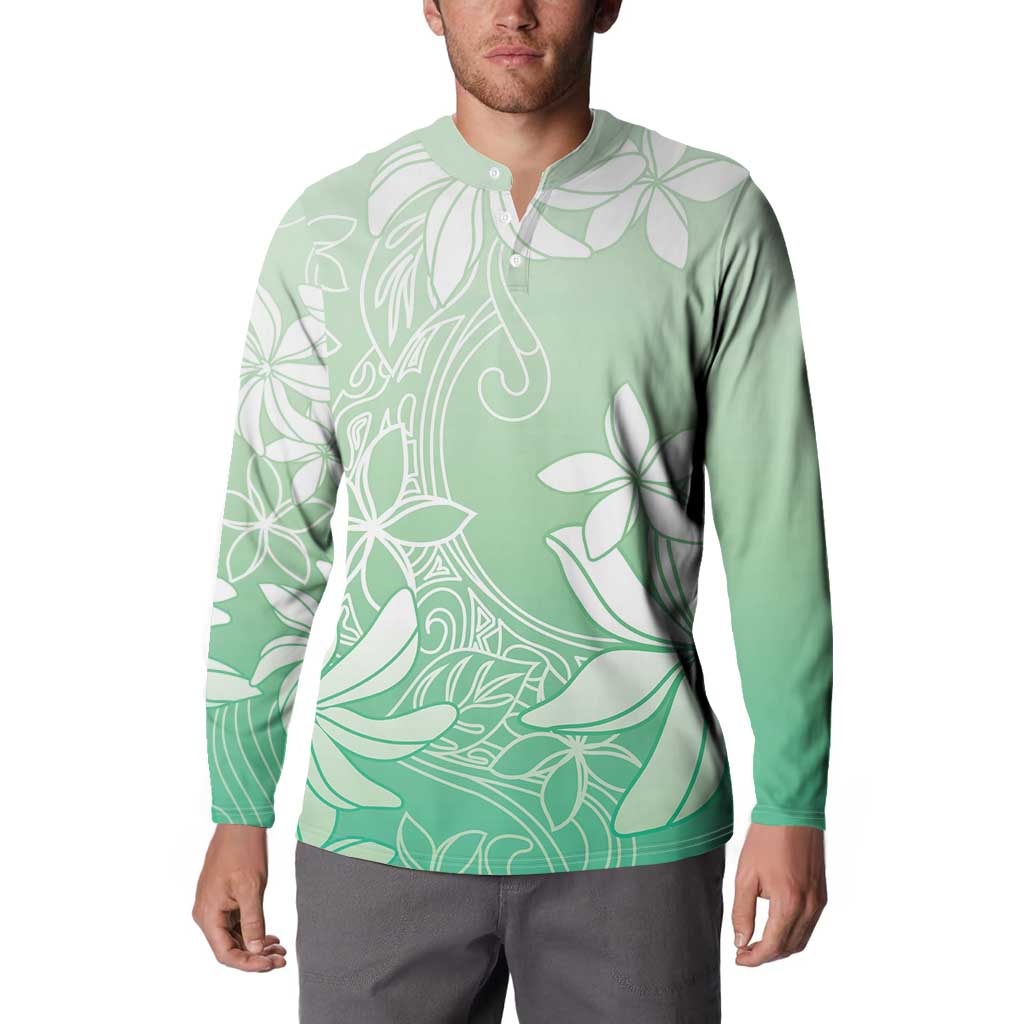 Tiare Tahiti Button Sweatshirt Matcha Polynesia Motifs LT05 - Polynesian Pride