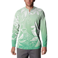 Tiare Tahiti Button Sweatshirt Matcha Polynesia Motifs LT05 - Polynesian Pride
