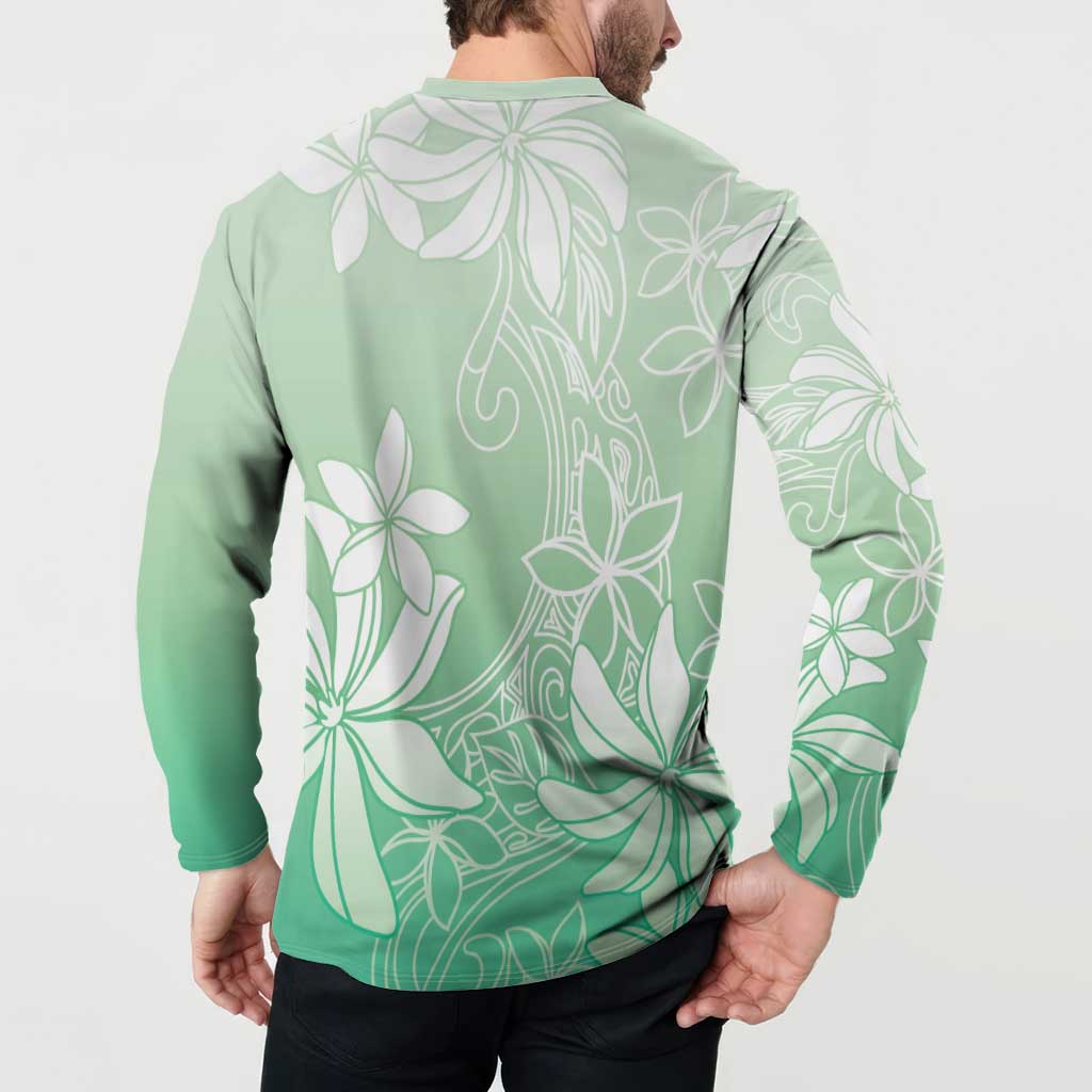 Tiare Tahiti Button Sweatshirt Matcha Polynesia Motifs LT05 - Polynesian Pride