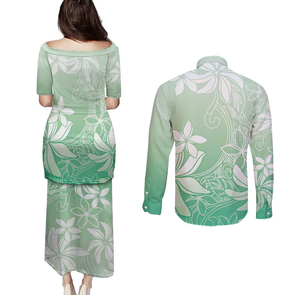 Tiare Tahiti Couples Matching Puletasi and Long Sleeve Button Shirt Matcha Polynesia Motifs LT05 - Polynesian Pride
