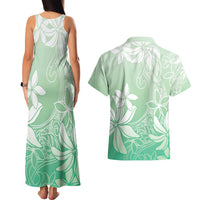 Tiare Tahiti Couples Matching Tank Maxi Dress and Hawaiian Shirt Matcha Polynesia Motifs - Polynesian Pride