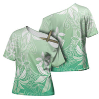 Tiare Tahiti Cross Shoulder Shirt Matcha Polynesia Motifs LT05 - Polynesian Pride