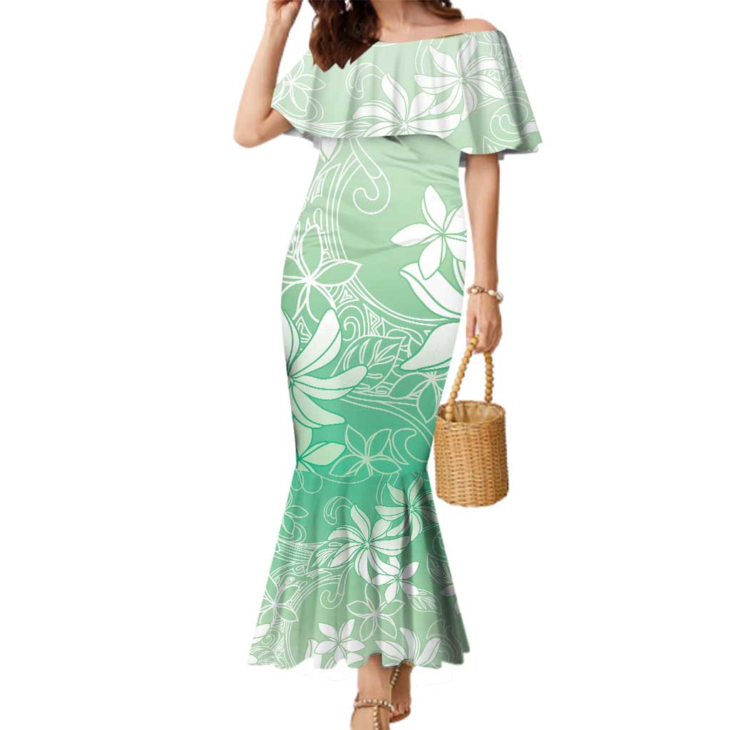 Tiare Tahiti Family Matching Mermaid Dress and Hawaiian Shirt Matcha Polynesia Motifs - Polynesian Pride