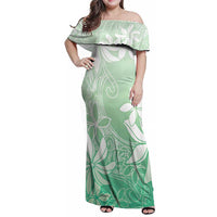 Tiare Tahiti Family Matching Off Shoulder Maxi Dress and Hawaiian Shirt Matcha Polynesia Motifs - Polynesian Pride