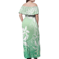 Tiare Tahiti Family Matching Off Shoulder Maxi Dress and Hawaiian Shirt Matcha Polynesia Motifs - Polynesian Pride