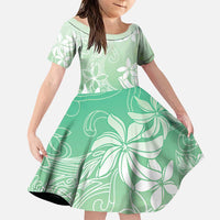 Tiare Tahiti Family Matching Puletasi and Hawaiian Shirt Matcha Polynesia Motifs LT05 Daughter's Dress Green - Polynesian Pride