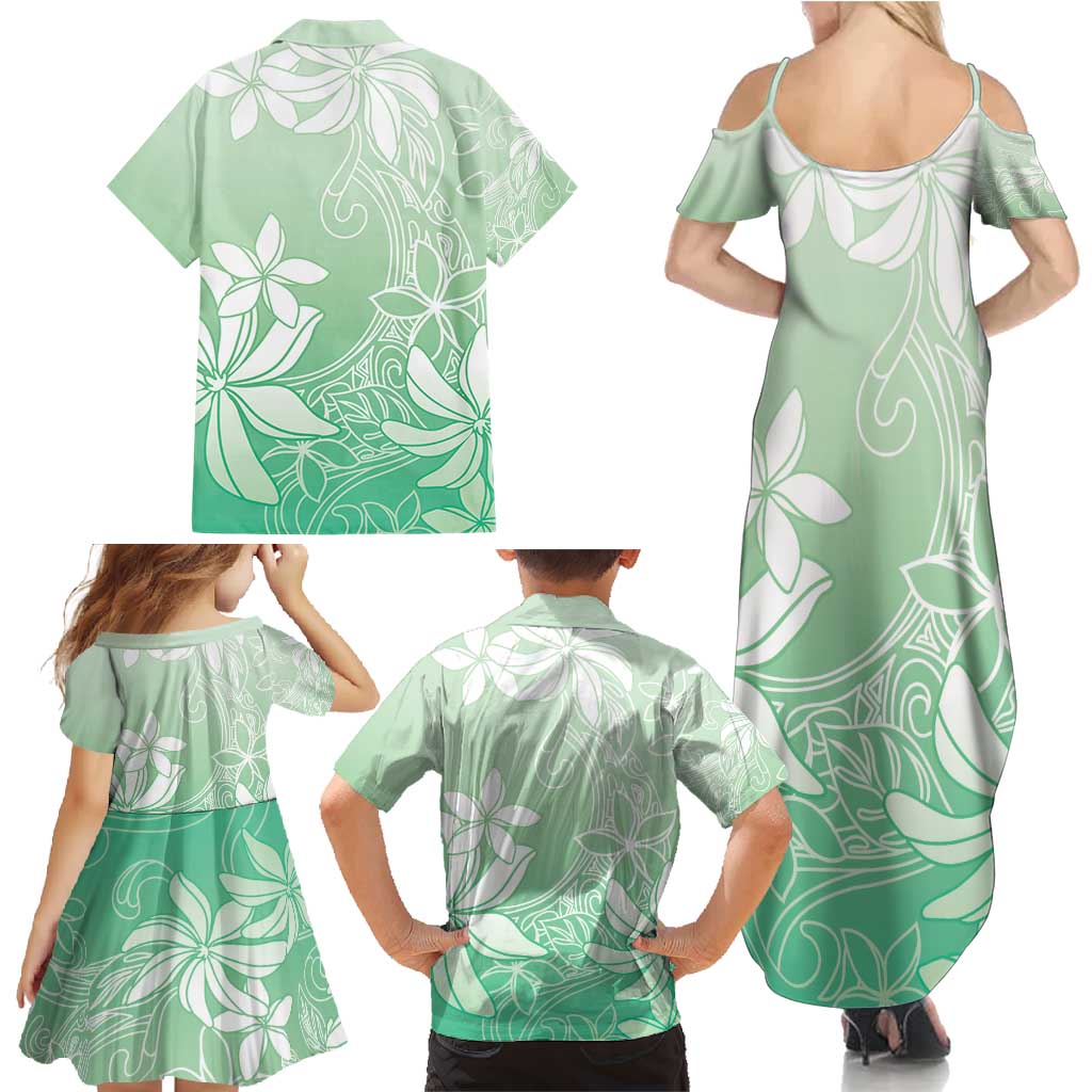 Tiare Tahiti Family Matching Summer Maxi Dress and Hawaiian Shirt Matcha Polynesia Motifs - Polynesian Pride
