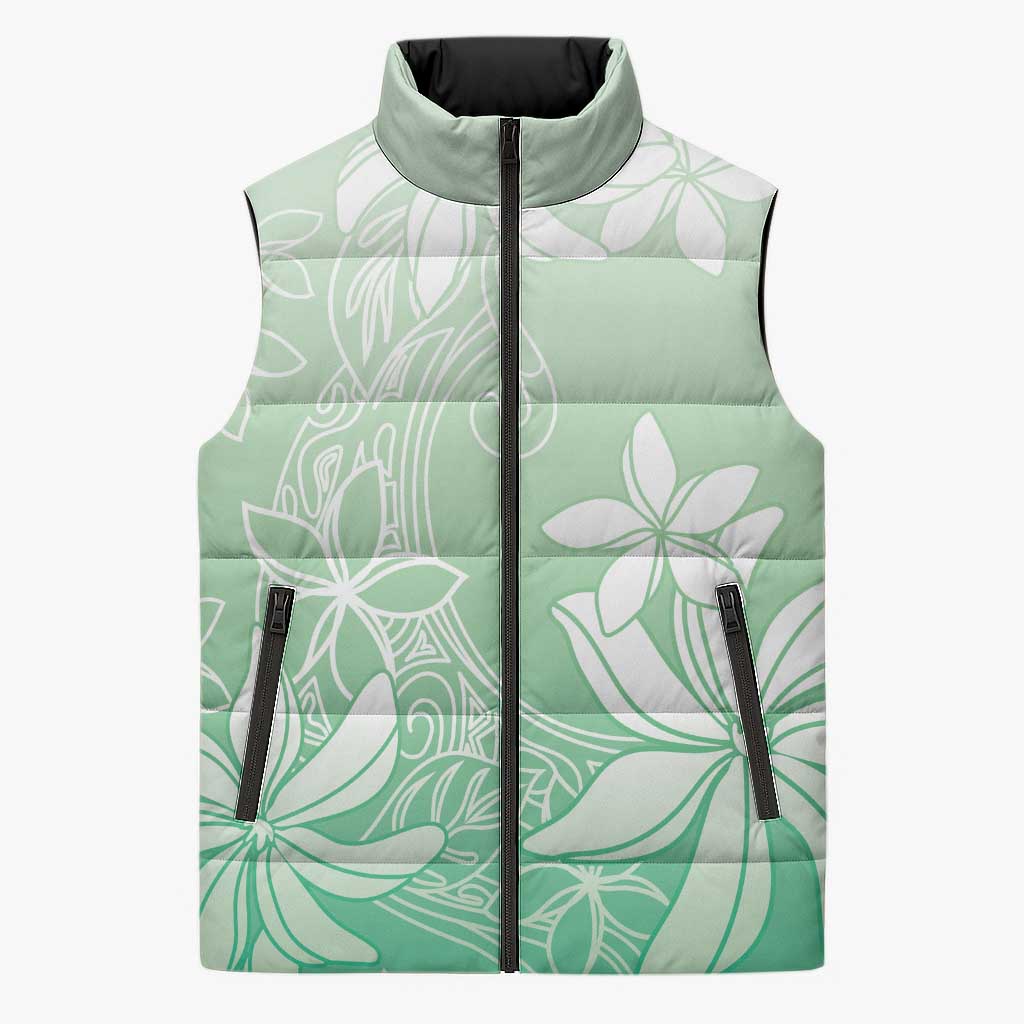 Tiare Tahiti Sleeveless Puffer Jacket Matcha Polynesia Motifs LT05 Unisex Green - Polynesian Pride