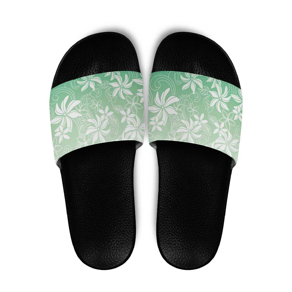Tiare Tahiti Slide Sandals Matcha Polynesia Motifs LT05 Green - Polynesian Pride