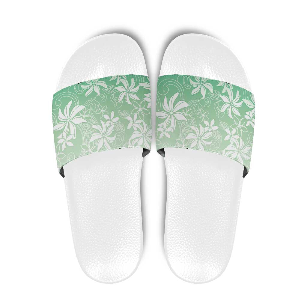 Tiare Tahiti Slide Sandals Matcha Polynesia Motifs LT05 Green - Polynesian Pride