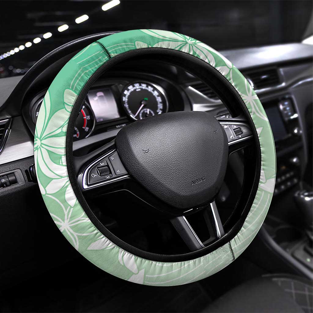 Tiare Tahiti Steering Wheel Cover Matcha Polynesia Motifs LT05 Universal Fit Green - Polynesian Pride