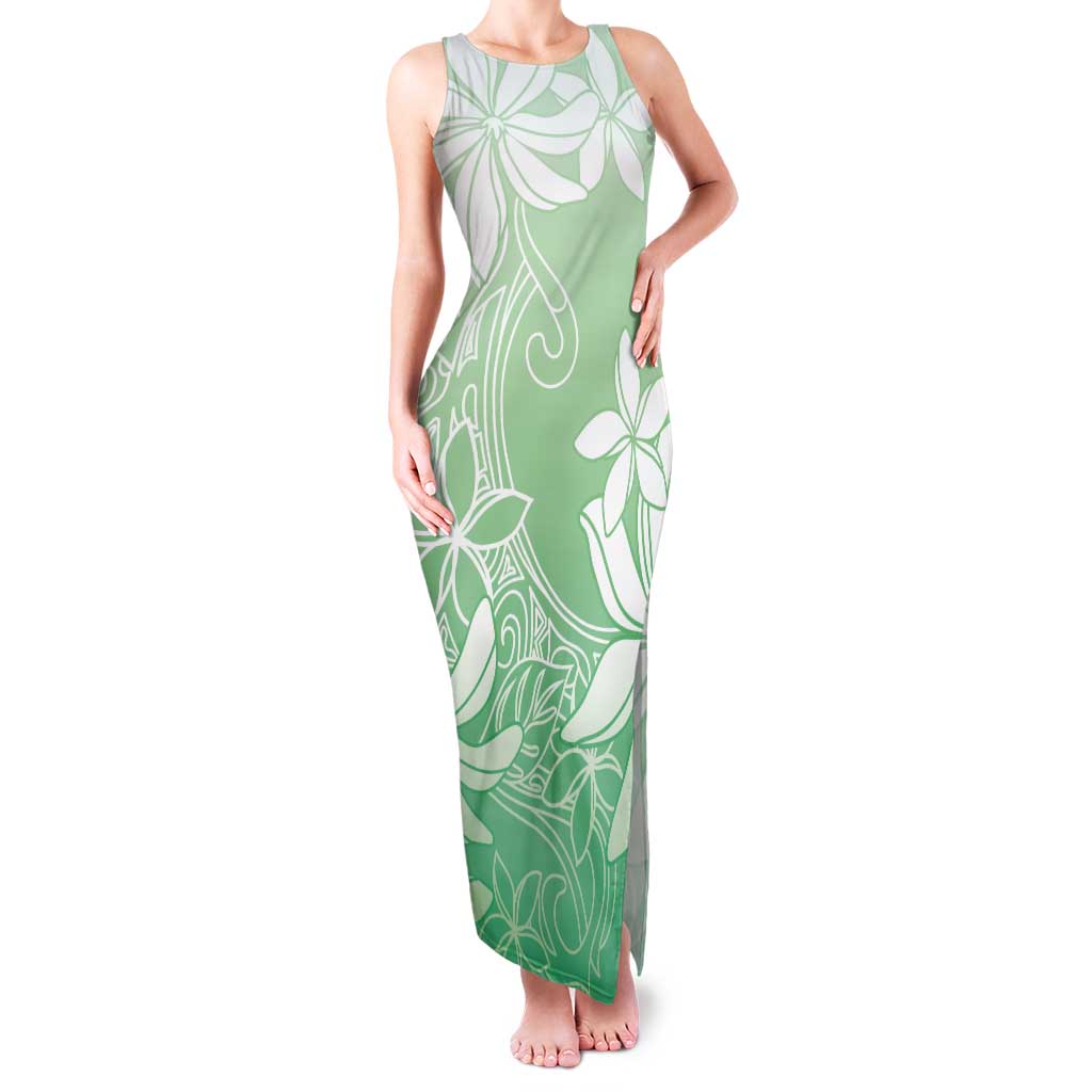 Tiare Tahiti Tank Maxi Dress Matcha Polynesia Motifs LT05 Women Green - Polynesian Pride