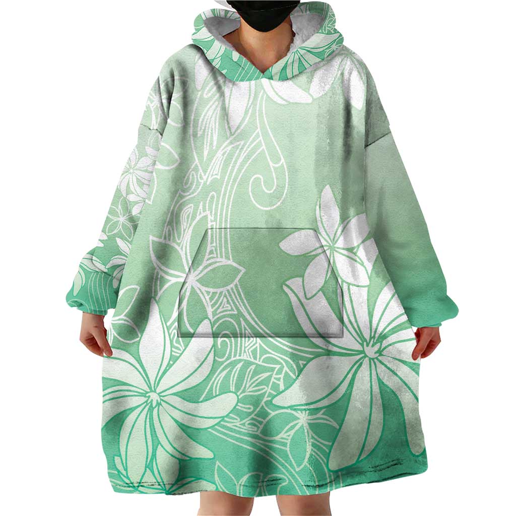 Tiare Tahiti Wearable Blanket Hoodie Matcha Polynesia Motifs LT05 - Polynesian Pride