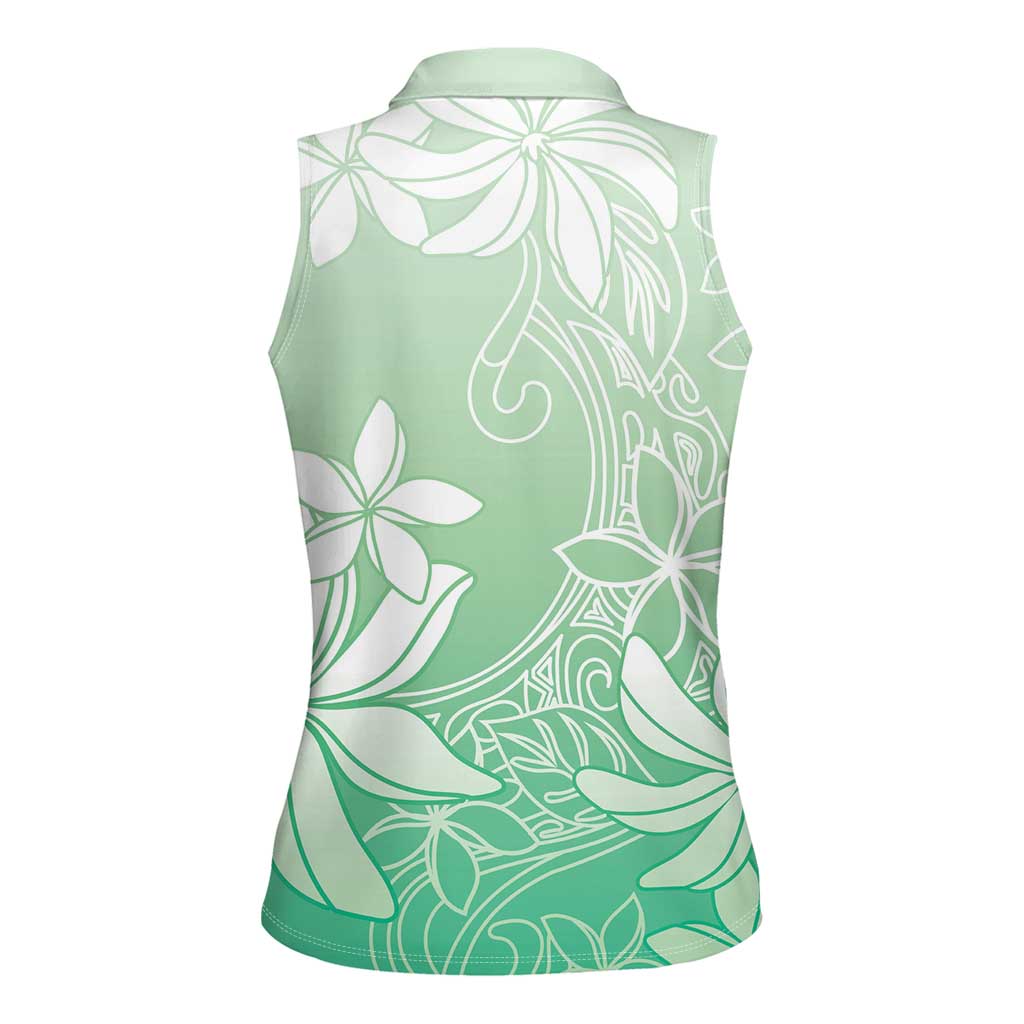 Tiare Tahiti Women Sleeveless Polo Shirt Matcha Polynesia Motifs LT05 - Polynesian Pride
