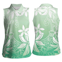Tiare Tahiti Women Sleeveless Polo Shirt Matcha Polynesia Motifs LT05 - Polynesian Pride