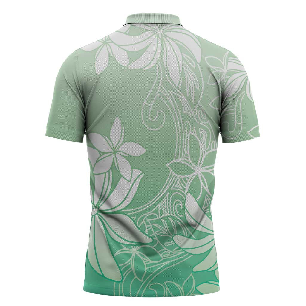 Tiare Tahiti Zipper Polo Shirt Matcha Polynesia Motifs LT05 - Polynesian Pride
