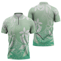 Tiare Tahiti Zipper Polo Shirt Matcha Polynesia Motifs LT05 - Polynesian Pride