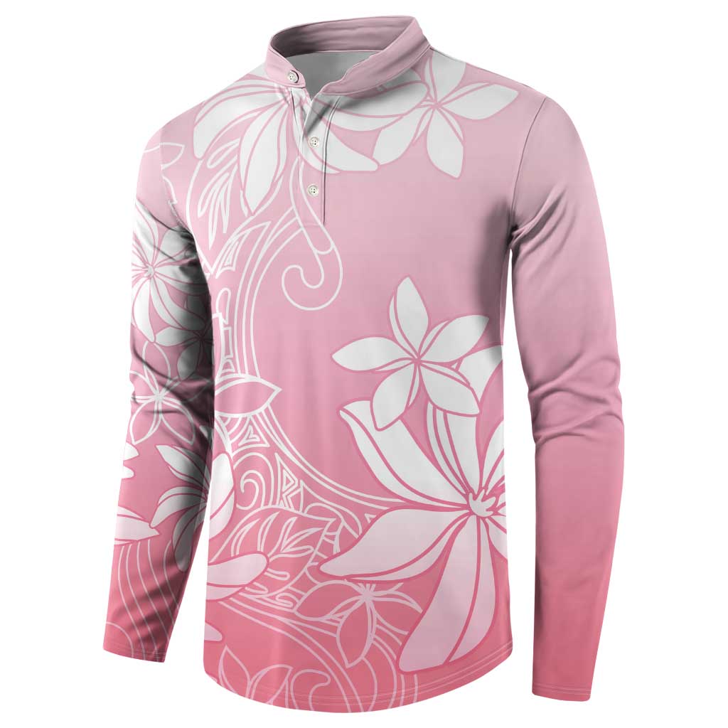 Tiare Tahiti Button Sweatshirt Pink Polynesia Motifs LT05 - Polynesian Pride