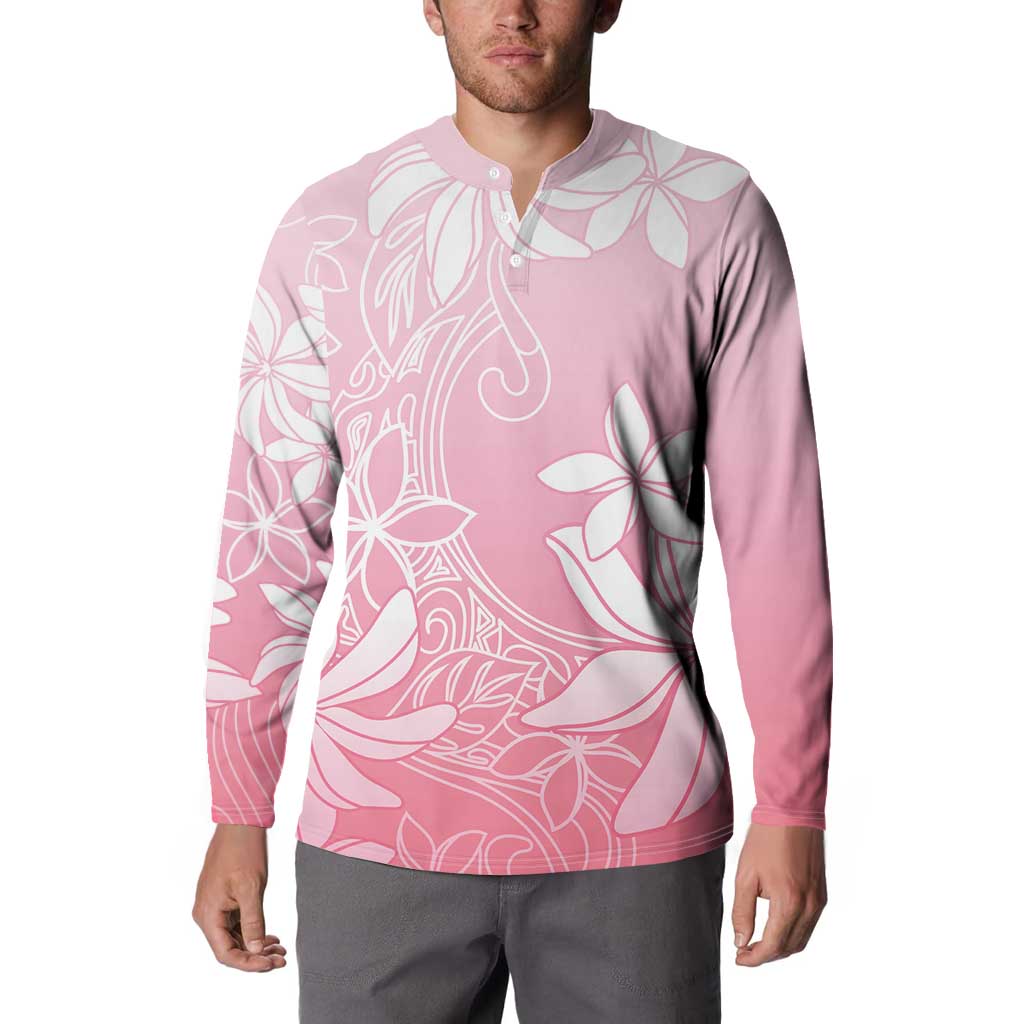 Tiare Tahiti Button Sweatshirt Pink Polynesia Motifs LT05 - Polynesian Pride