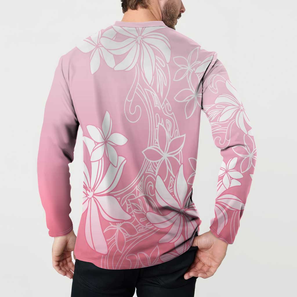 Tiare Tahiti Button Sweatshirt Pink Polynesia Motifs LT05 - Polynesian Pride