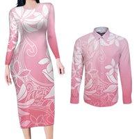 Tiare Tahiti Couples Matching Long Sleeve Bodycon Dress and Long Sleeve Button Shirt Pink Polynesia Motifs LT05 Pink - Polynesian Pride